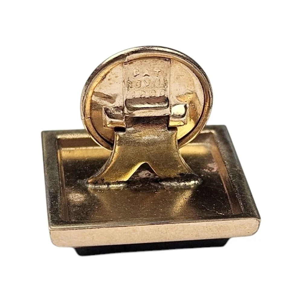 Antique Victorian Button Stud Cuff Link Gray Quartz Gold Plated Square 1880s